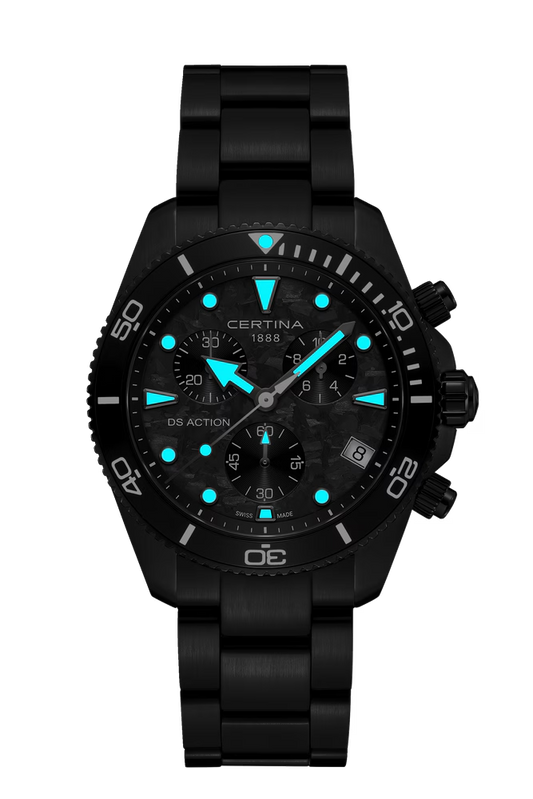 Certina DS Action Chrono 42mm Black Carbon Dial Men's Watch C0484173320100