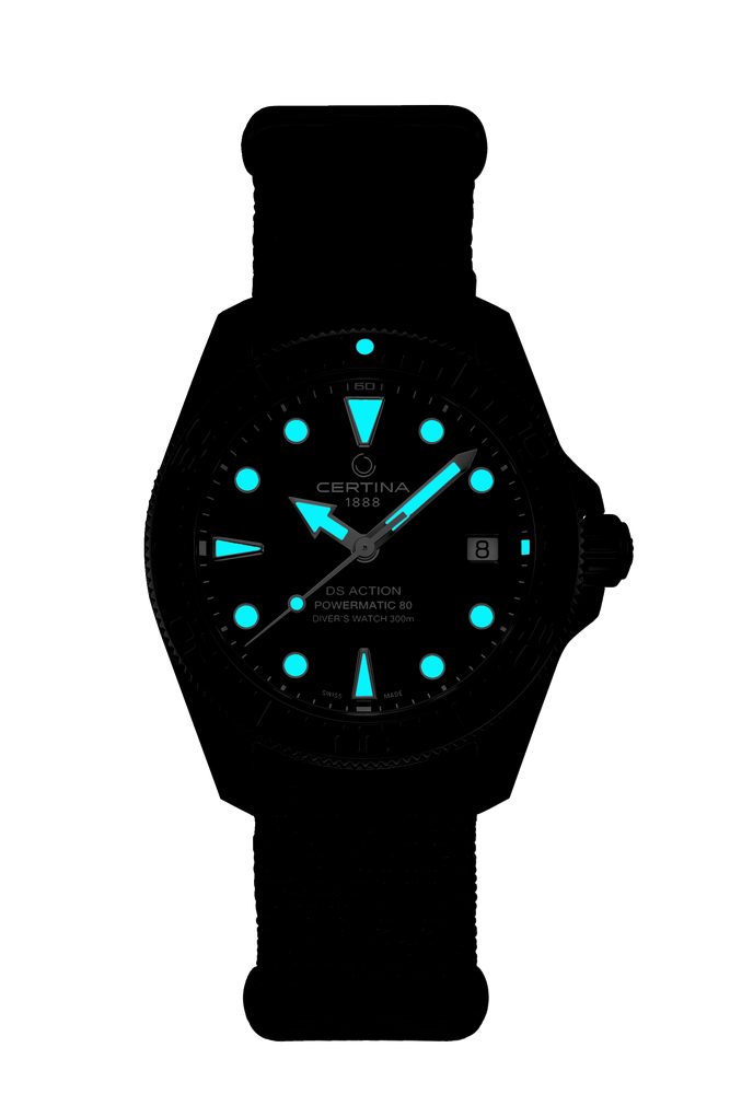 Certina DS Action Diver 38mm Powermatic 80 Black Dial Men's Watch C0488073805100
