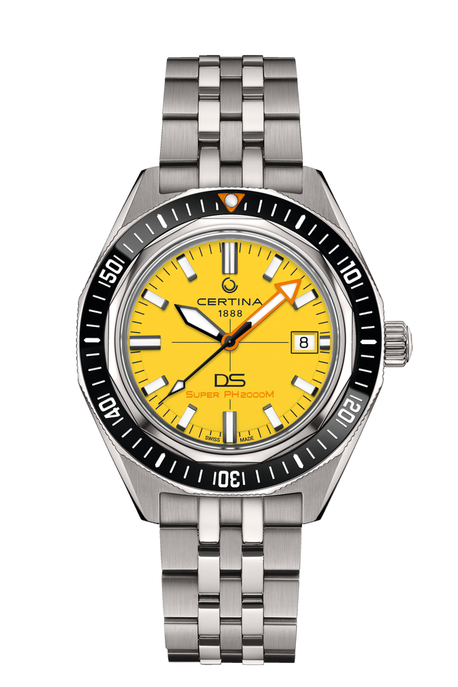 Certina DS Super PH2000M 43mm Yellow Dial Men's Watch C0506074436102