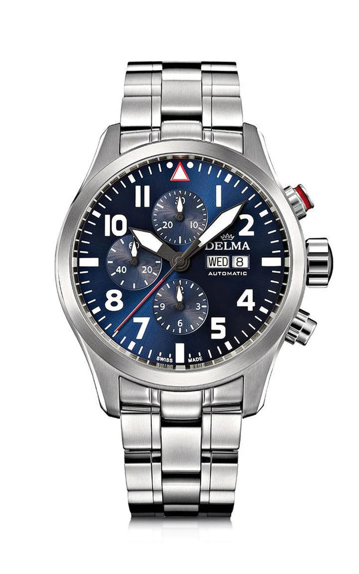 DELMA Commander Chronograph 45mm Blue Dial Men's Watch 41702.580.6.049