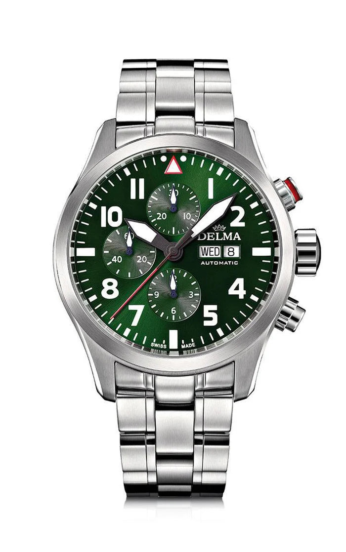 DELMA Commander Chronograph 45mm Green Dial Men's Watch 41702.580.6149