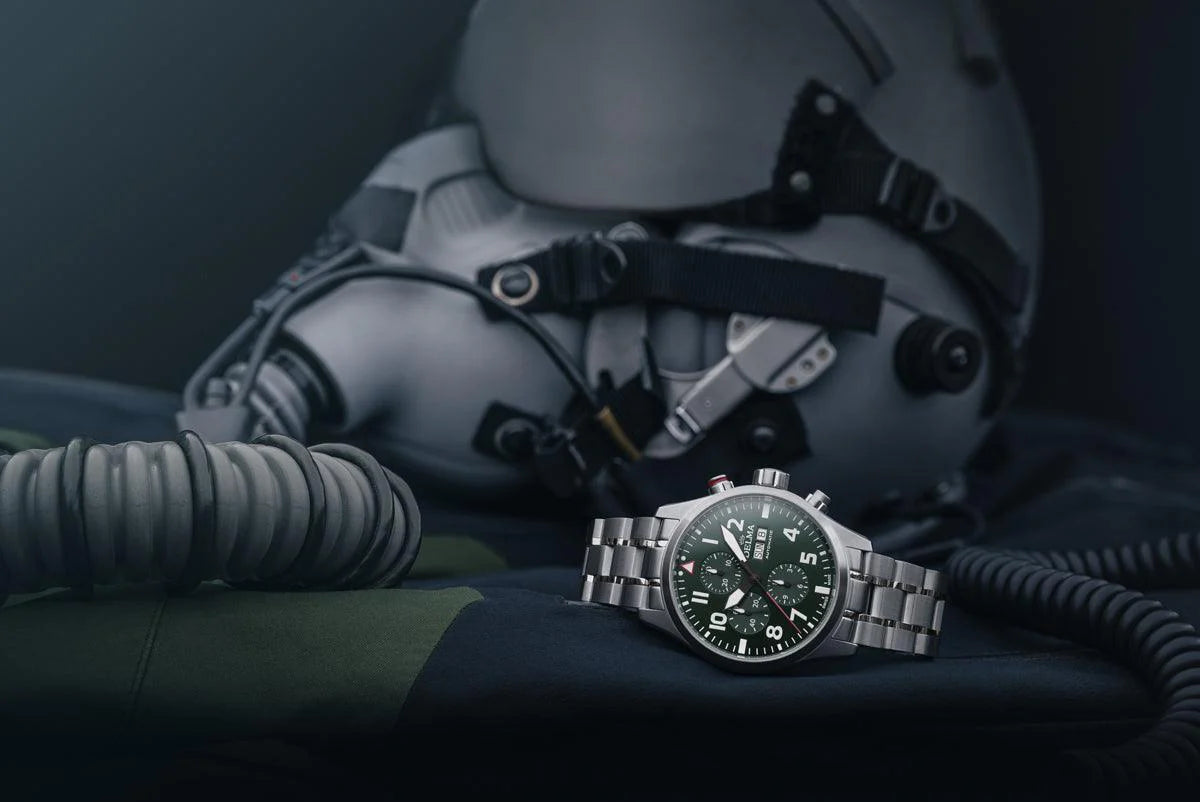 DELMA Commander Chronograph 45mm Green Dial Men's Watch 41702.580.6149