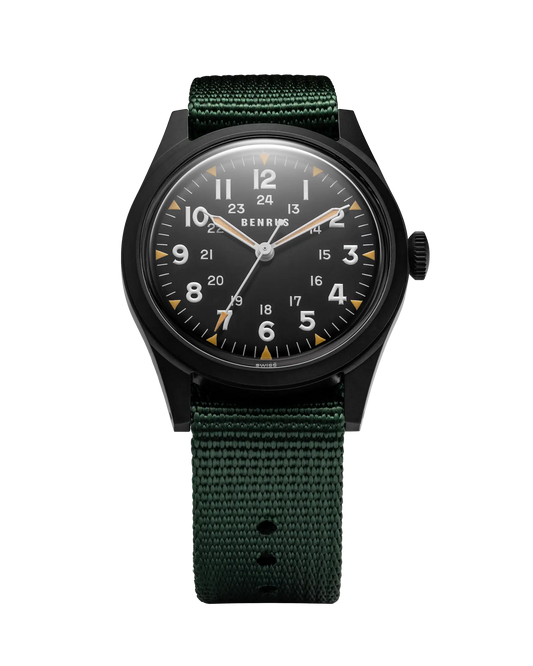 Benrus DTU Phantom 38mm Black Dial Men's Watch DTU-BB-B-038-01