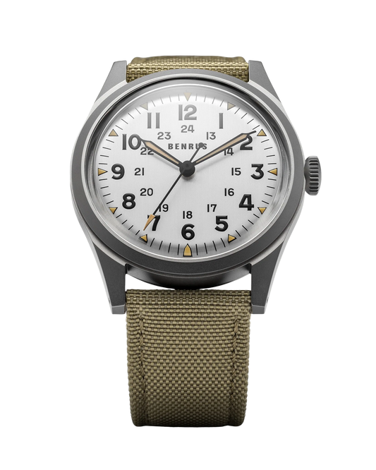 Benrus DTU Shield 38mm Silver Dial Men's Watch DTU-SS-S-038-01