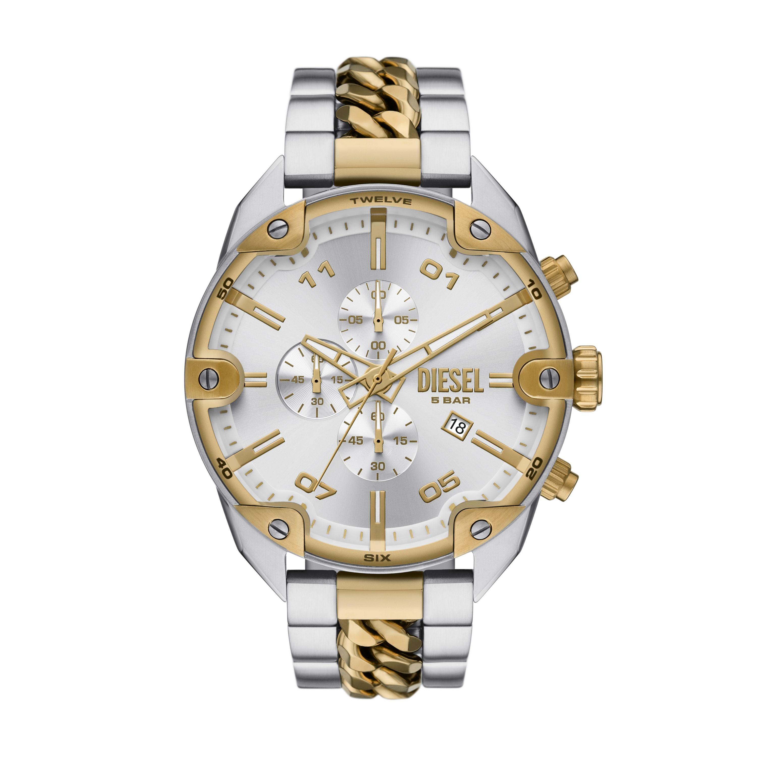Diesel Spiked 49mm Silver Dial Men's Watch DZ4629