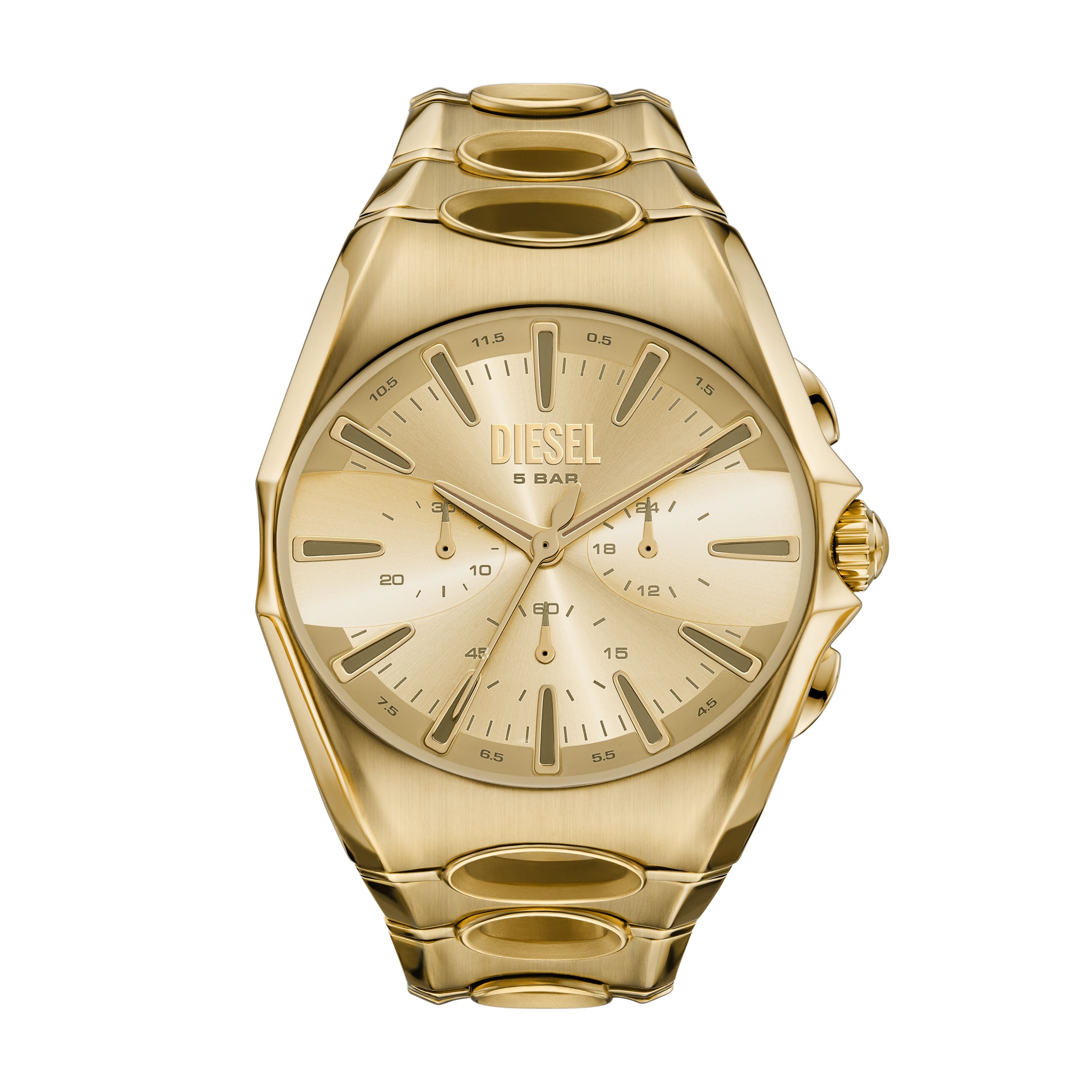 Diesel D-curve 49mm Gold Dial Men's Watch DZ4695