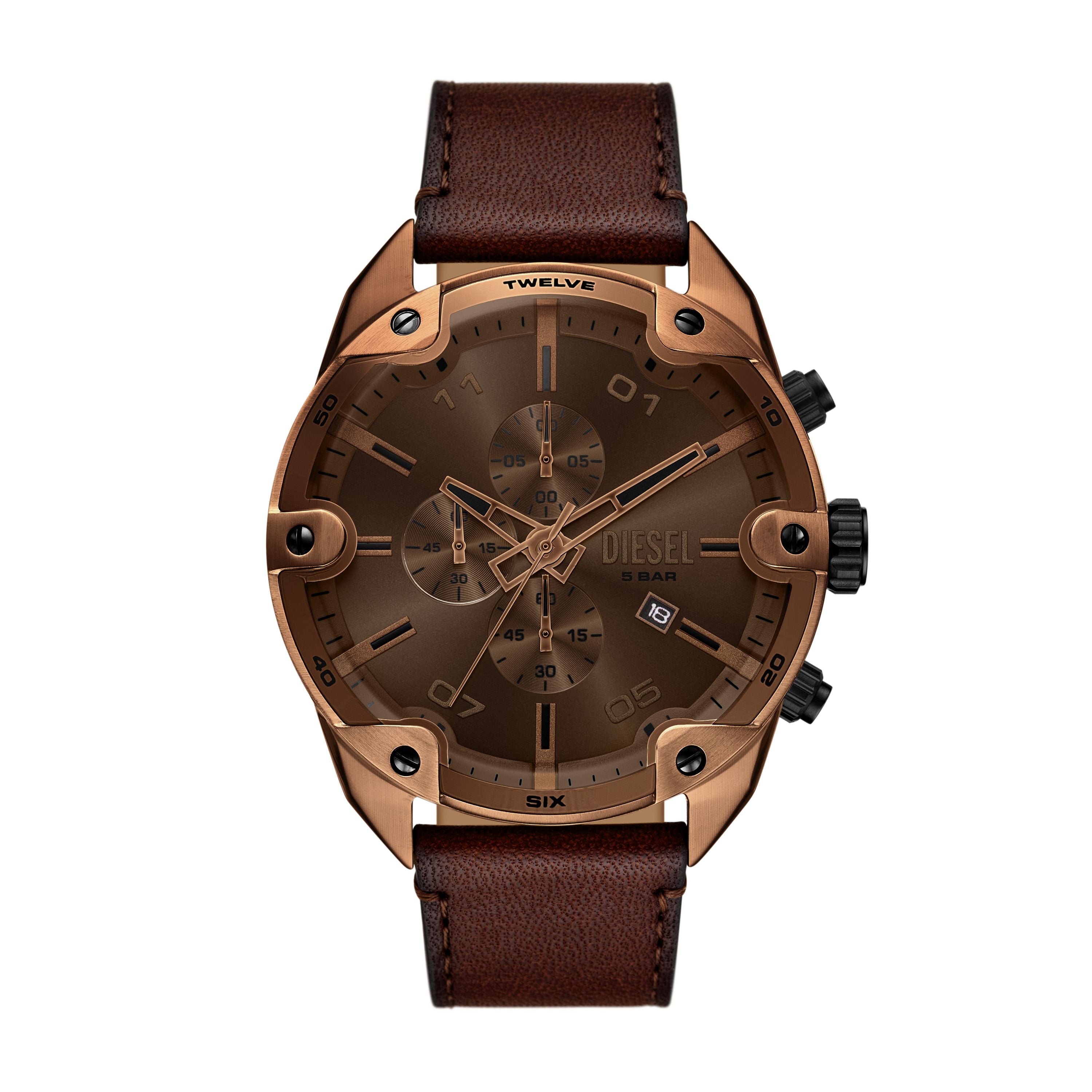 Diesel Spiked 49mm Brown Dial Men's Watch DZ4698