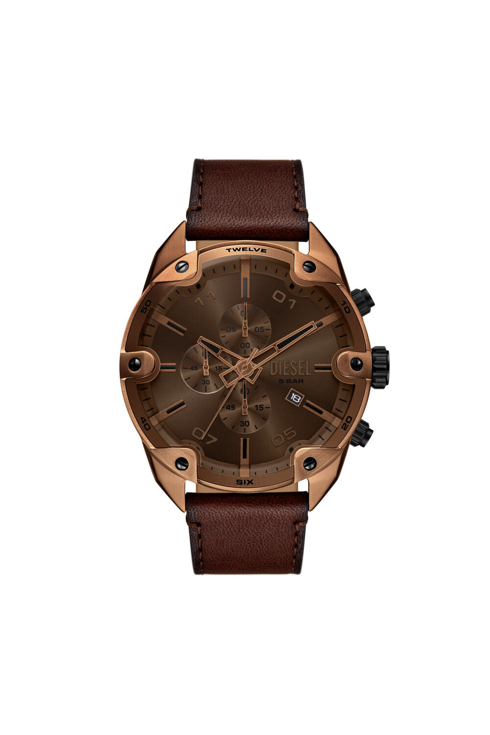 Diesel Spiked 49mm Brown Dial Men's Watch DZ4698