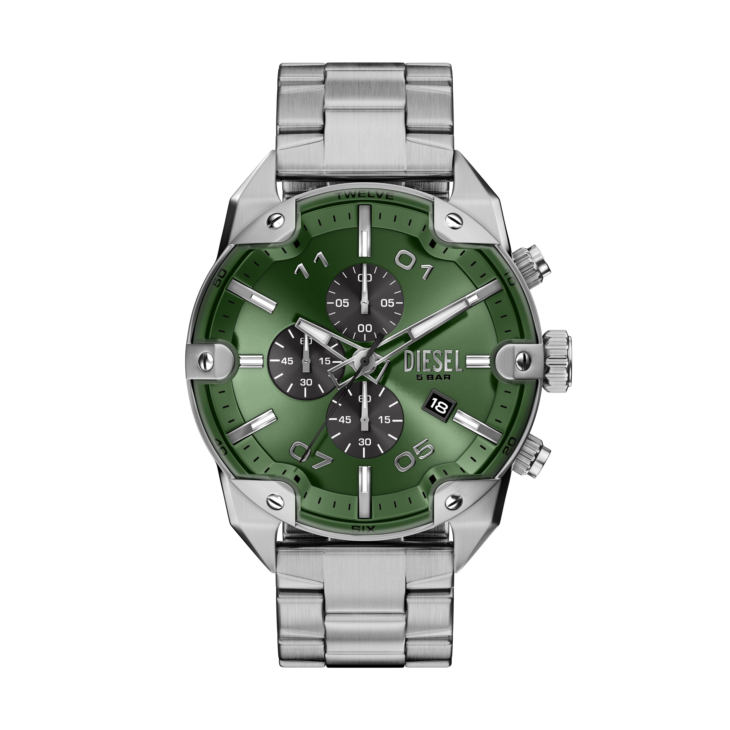Diesel Spiked 49mm Green Dial Men's Watch DZ4712