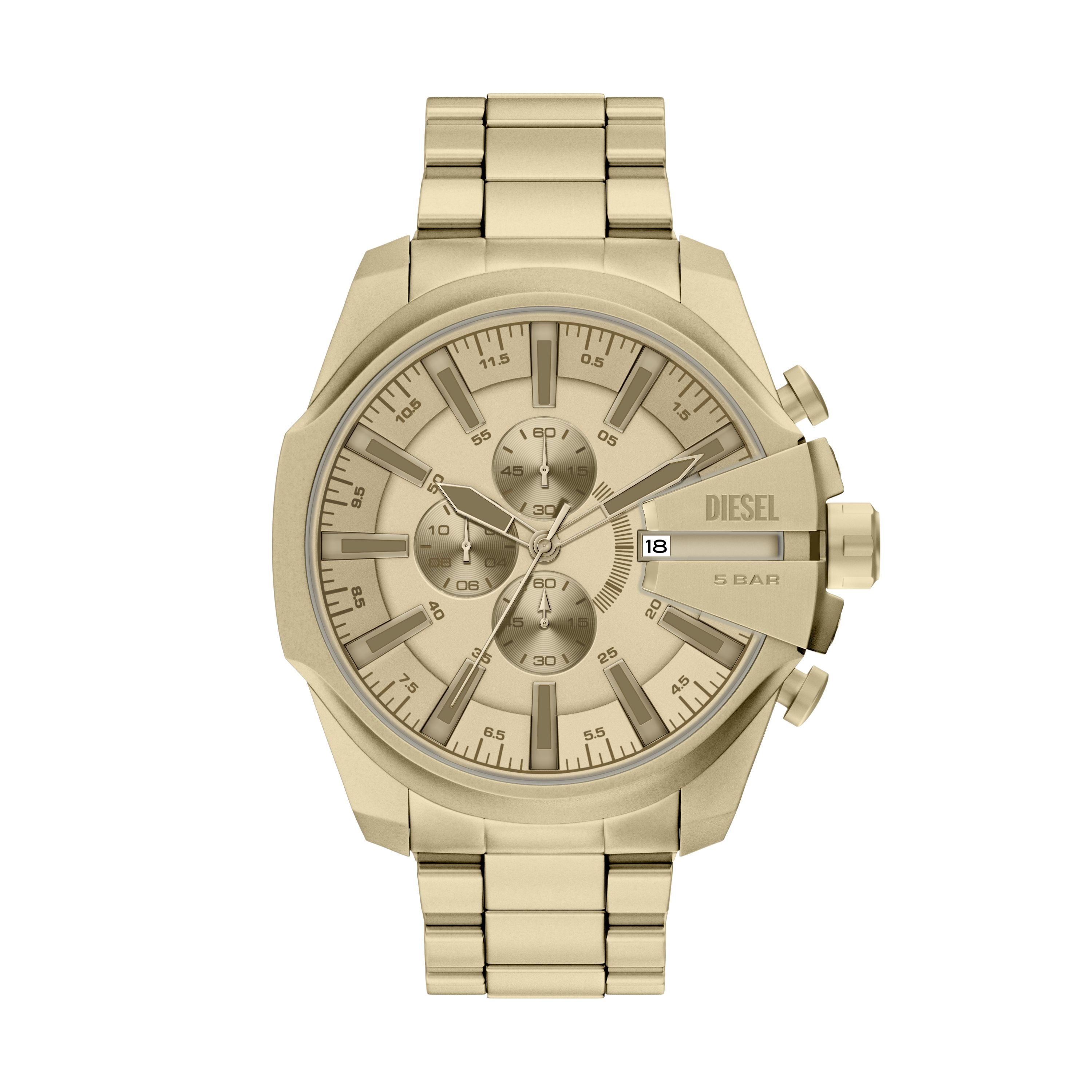 Diesel Mega Chief Slim 48mm Gold Dial Men's Watch DZ4716