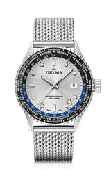 DELMA Cayman Worldtimer 42mm Silver Sunray Dial Men's Watch 41801.712.6.061