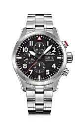 DELMA Commander Chronograph 45mm Black Dial Men's Watch 41702.580.6.038