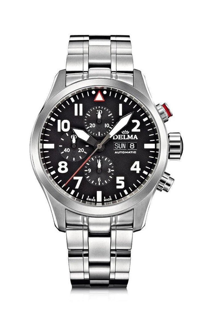 DELMA Commander Chronograph 45mm Black Dial Men's Watch 41702.580.6.038