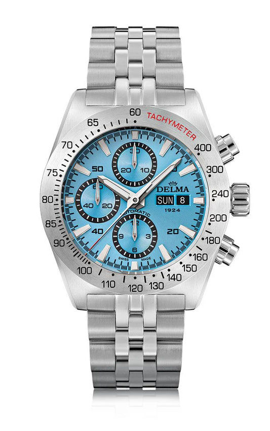 DELMA Montego 100 Years LE 42mm Ice Blue Sunray Dial Men's Watch 41701.732.6.191