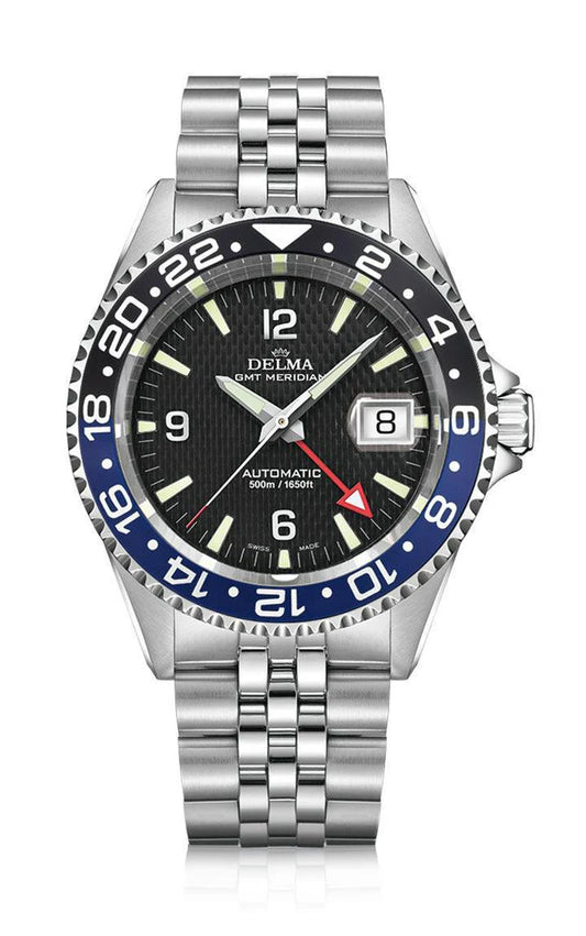 DELMA Santiago GMT Meridian Automatic 43mm Black Dial Men's Watch 41702.756.6.034