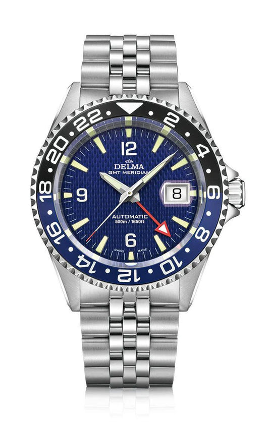 DELMA Santiago GMT Meridian Automatic 43mm Blue Dial Men's Watch 41702.756.6.044