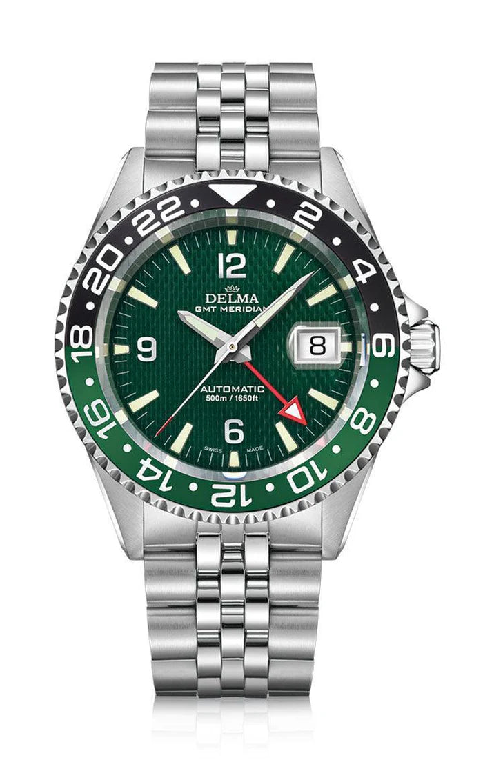 DELMA Santiago GMT Meridian Automatic 43mm Green Dial Men's Watch 41702.756.6.144