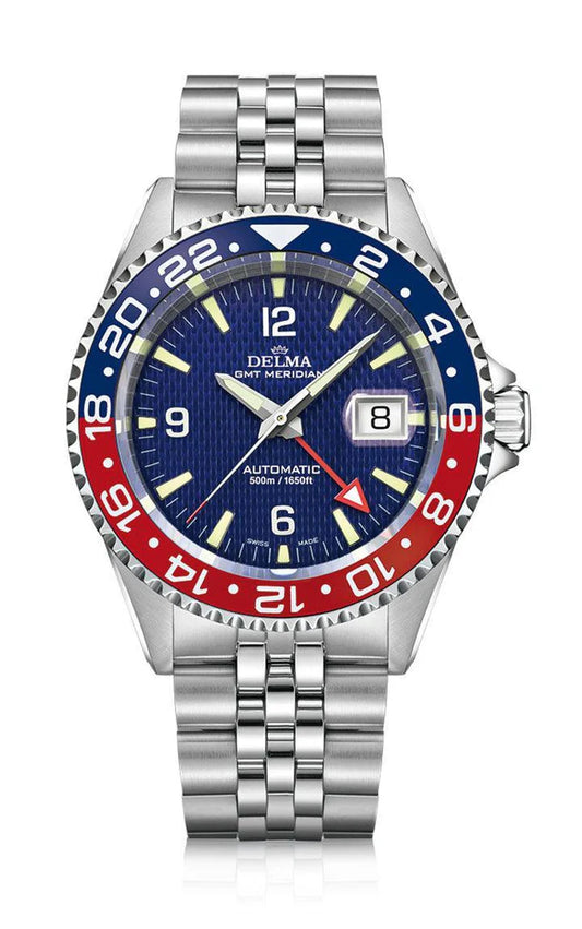 DELMA Santiago GMT Meridian Automatic 43mm Blue Dial Men's Watch 41702.756.6P044