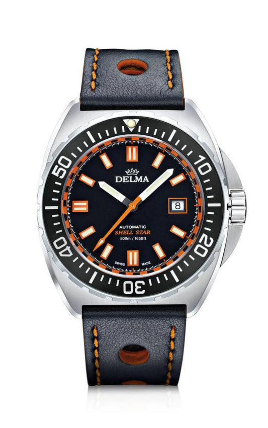 DELMA Shell Star Automatic 44mm Black Dial Men's Watch 41601.670.6.031