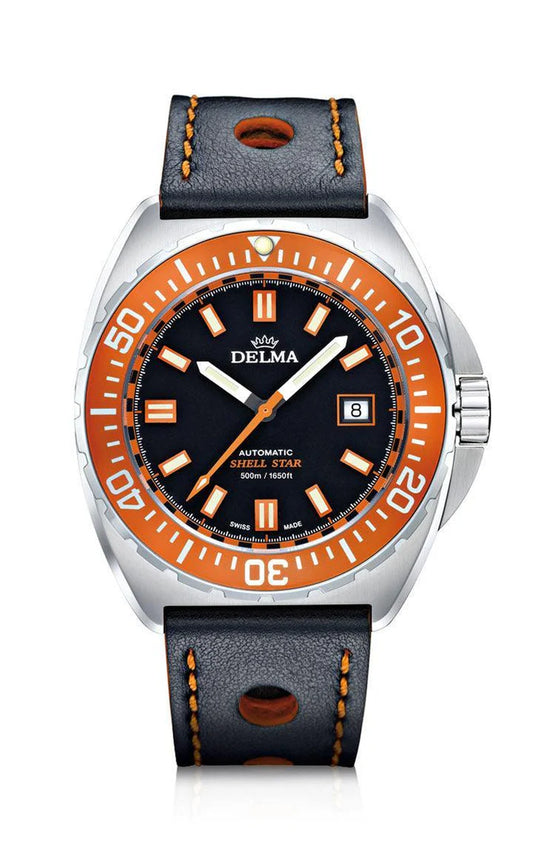 DELMA Shell Star Automatic 44mm Black Dial Men's Watch 41601.670.6.151