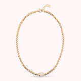 Bronzallure Squared Rolo Link Necklace with Cubic Zirconia Pavé WSBZ02579Y.WR