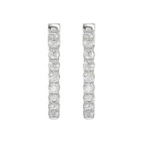 LADIES HOOP EARRINGS 5CT ROUND DIAMOND 14K WHITE GOLD