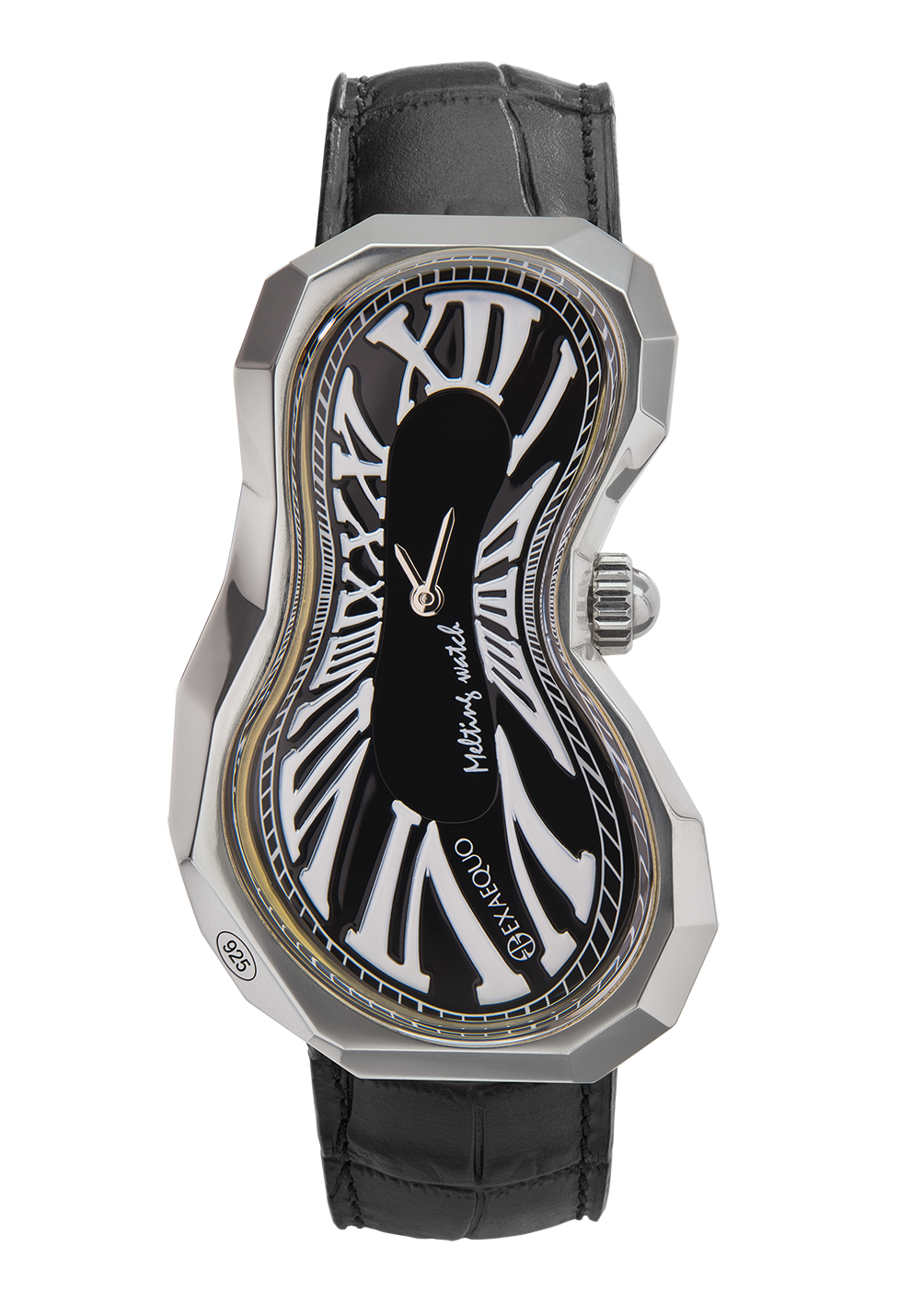 EXAEQUO Polyhedron 925 Melting Watch 35mm Black Dial Men's Watch EX0101.0001