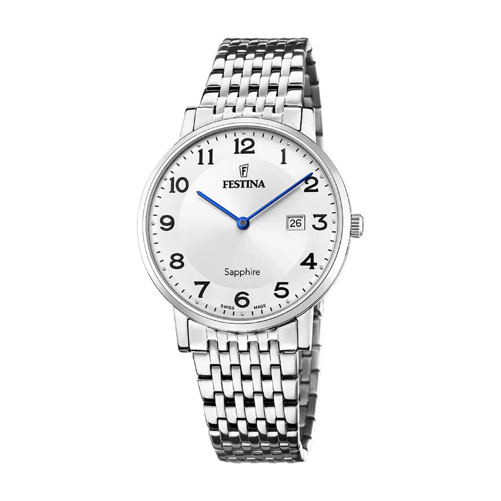 Festina Swiss Sapphire 39mm Silver Dial Men's Watch F20018/4