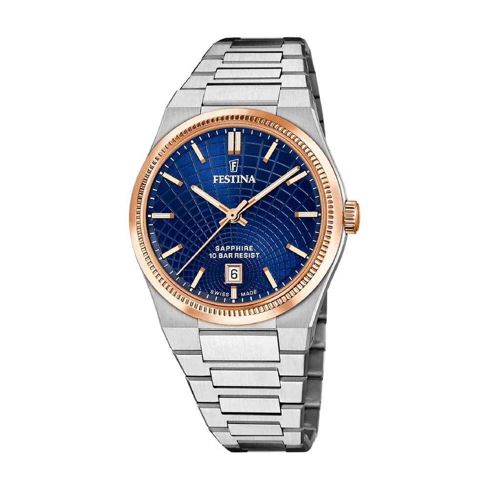 Festina Swiss Rivé 40mm Blue Dial Men's Watch F20065/2