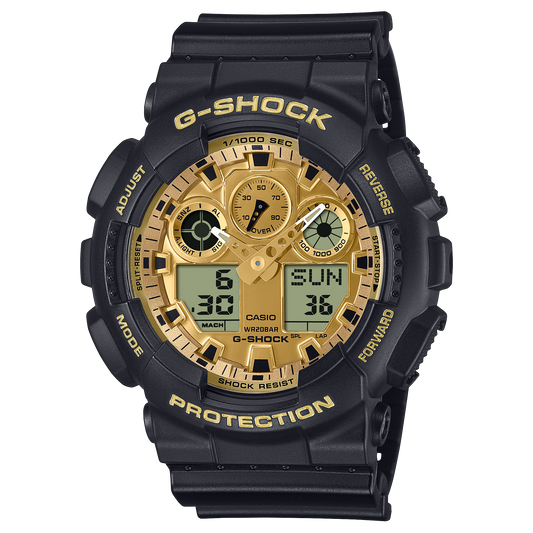 G-Shock Analog-Digital GA-100 Series Gold Dial Men's Watch GA100GGB-1A9