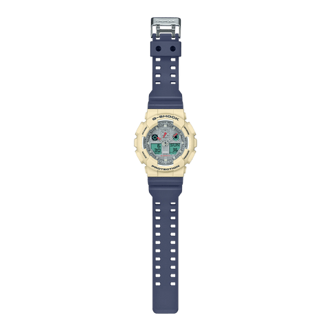 G-Shock Analog-Digital Off White-Blue Retro Men's Watch GA100PC-7A2