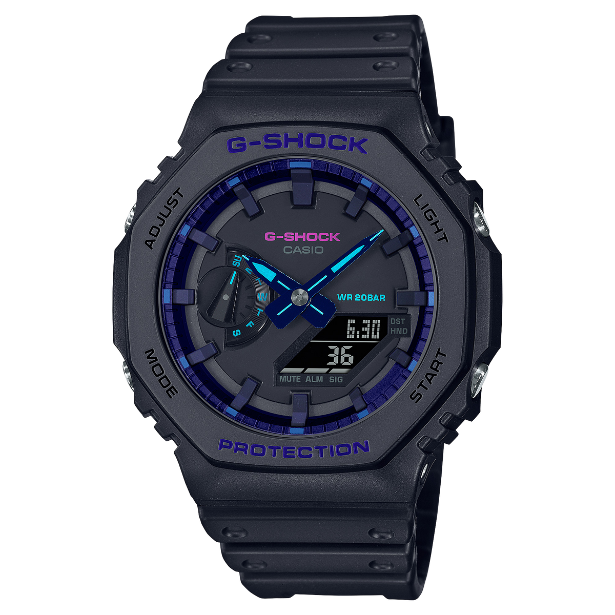 G-Shock GA-2100 Series 45.4mm Blue/Digital Dial Men's Watch GA2100VB-1A