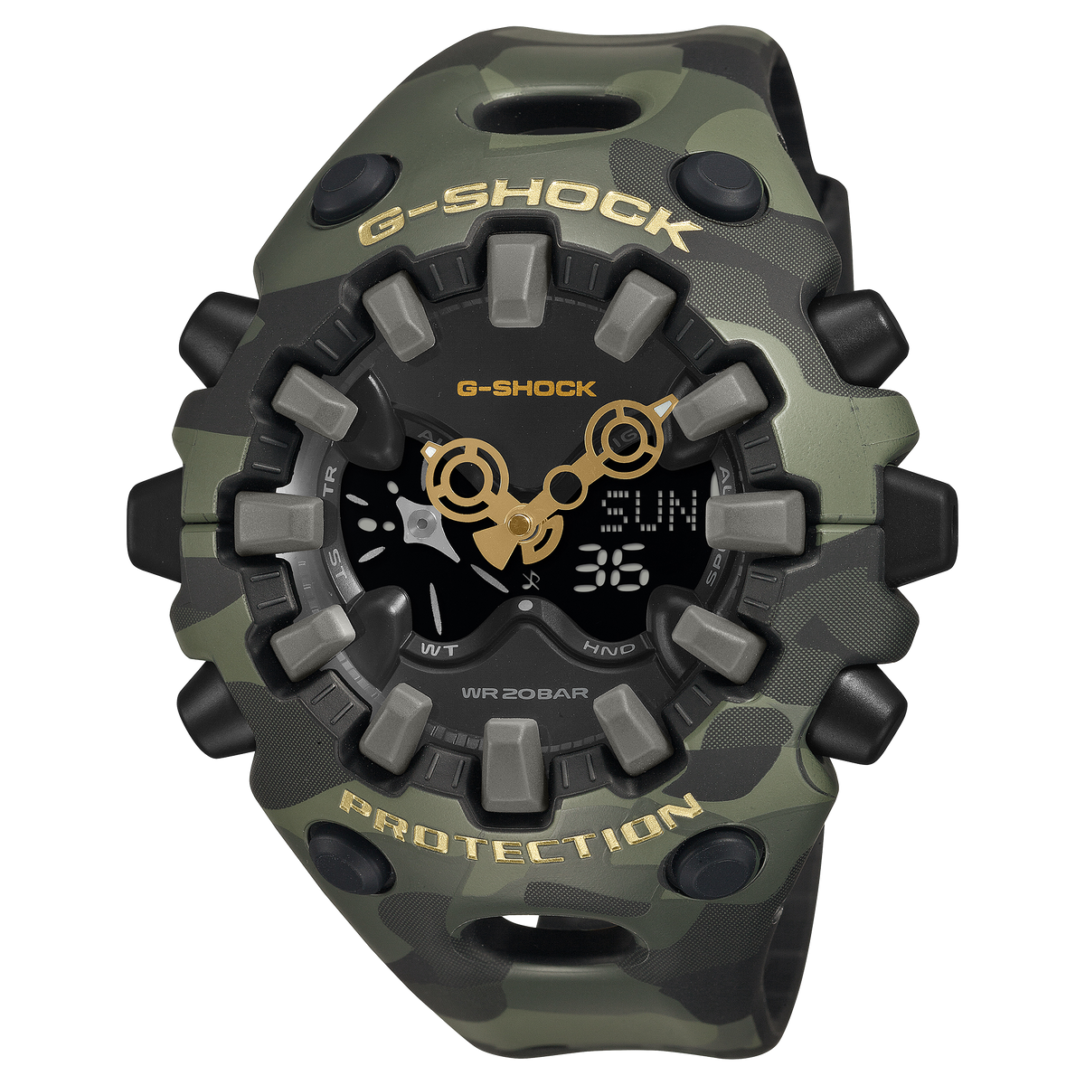 G-Shock GA-V01 Bold Camo Analog-Digital 58mm Green Dial Men's Watch GAV01CMG-3A