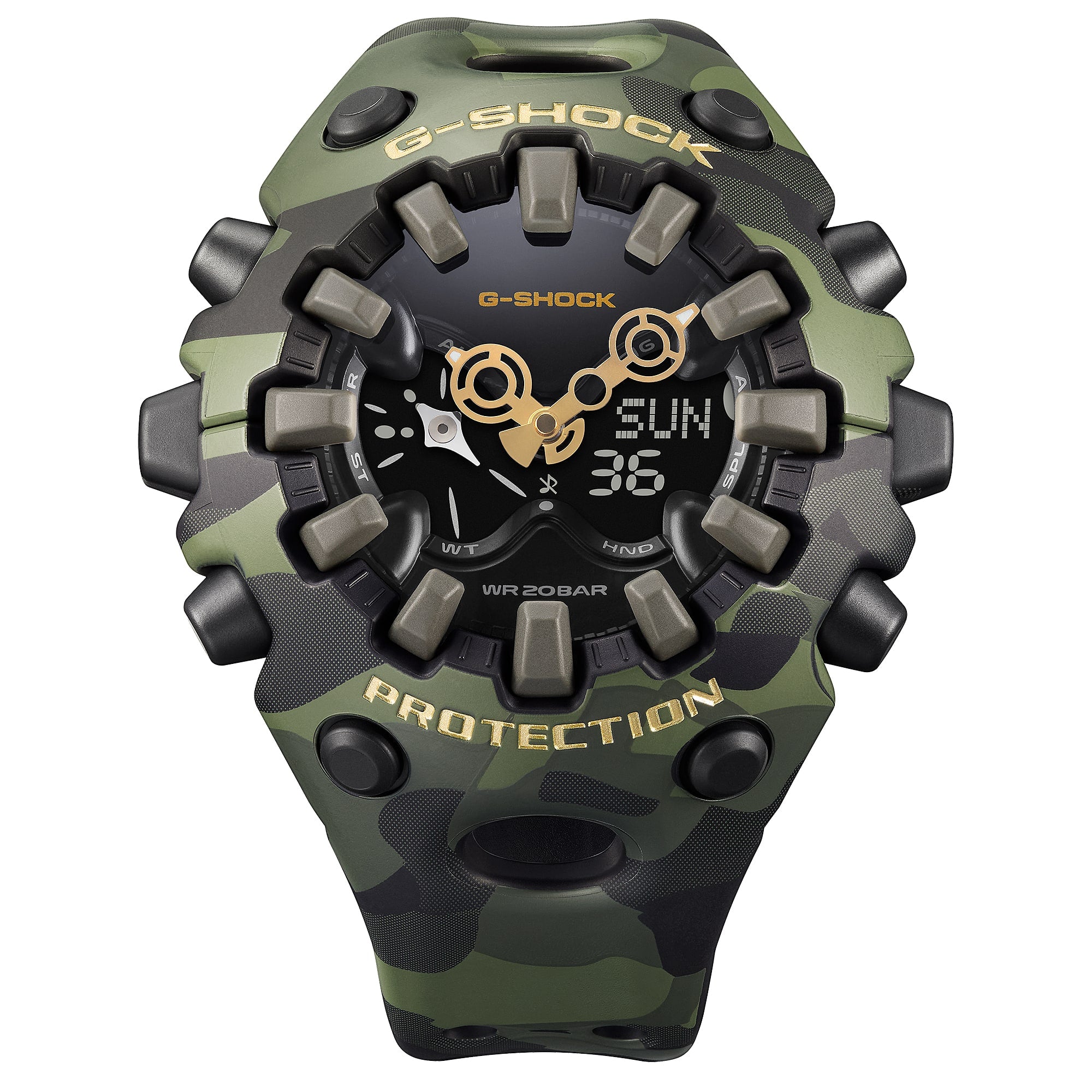 G-Shock GA-V01 Bold Camo Analog-Digital 58mm Green Dial Men's Watch GAV01CMG-3A