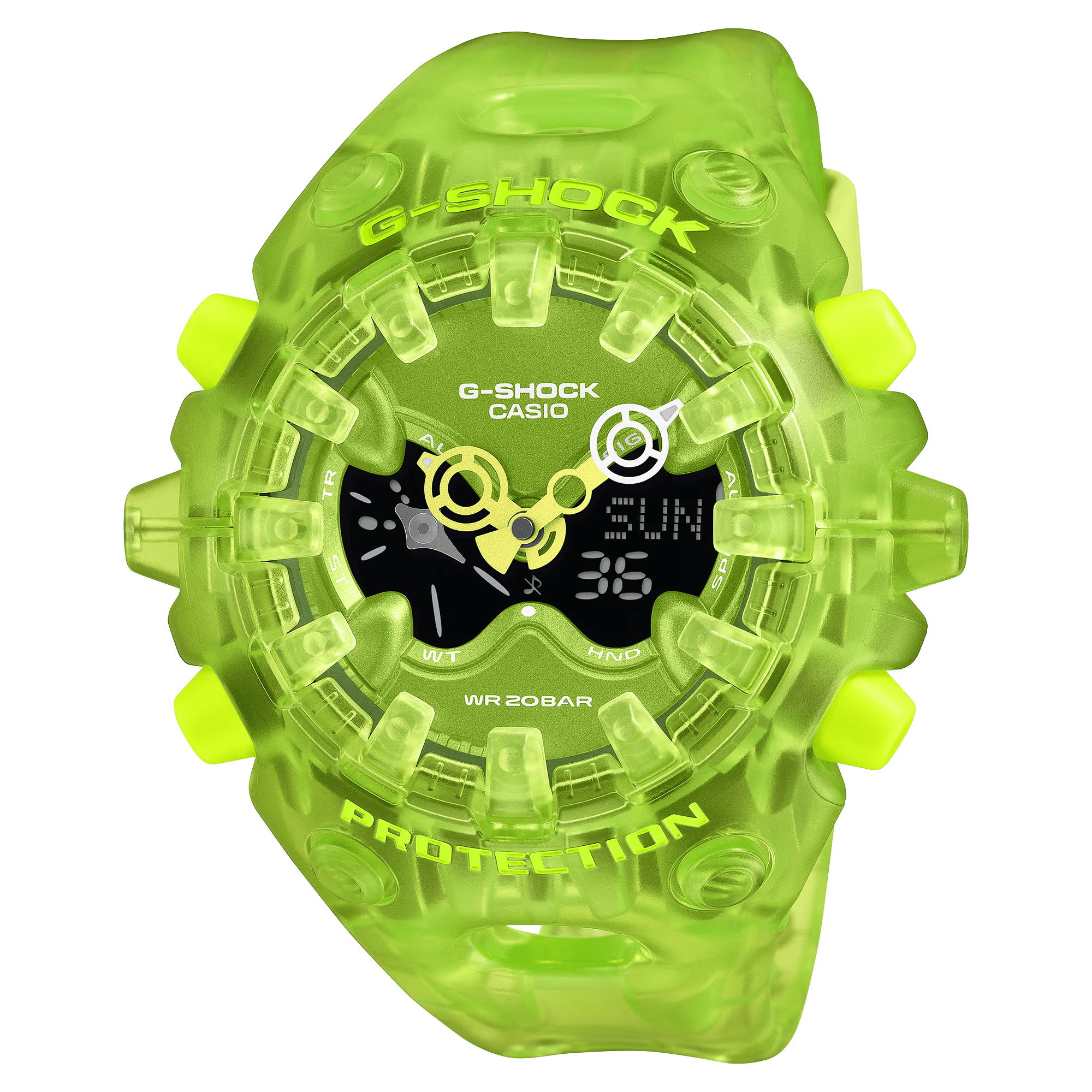 G-SHOCK CASIO GA-V01 蛍光グリーン G-Shock Analog-Digital GA-V01 Series 58.2mm Neon Green-Digital