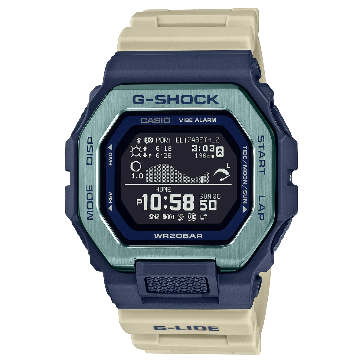 G-Shock Digital G-LIDE Tide Graph Blue-Beige Men's Watch GBX100TT-2