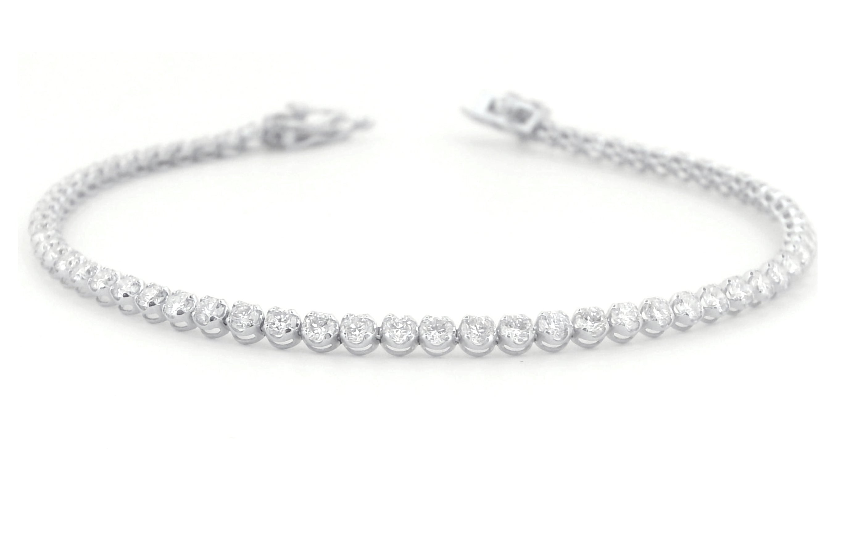 5ct Lab Grown Diamond Tennis Bracelet – 14K White Gold – E-F / VS – 7" – Box Clasp
