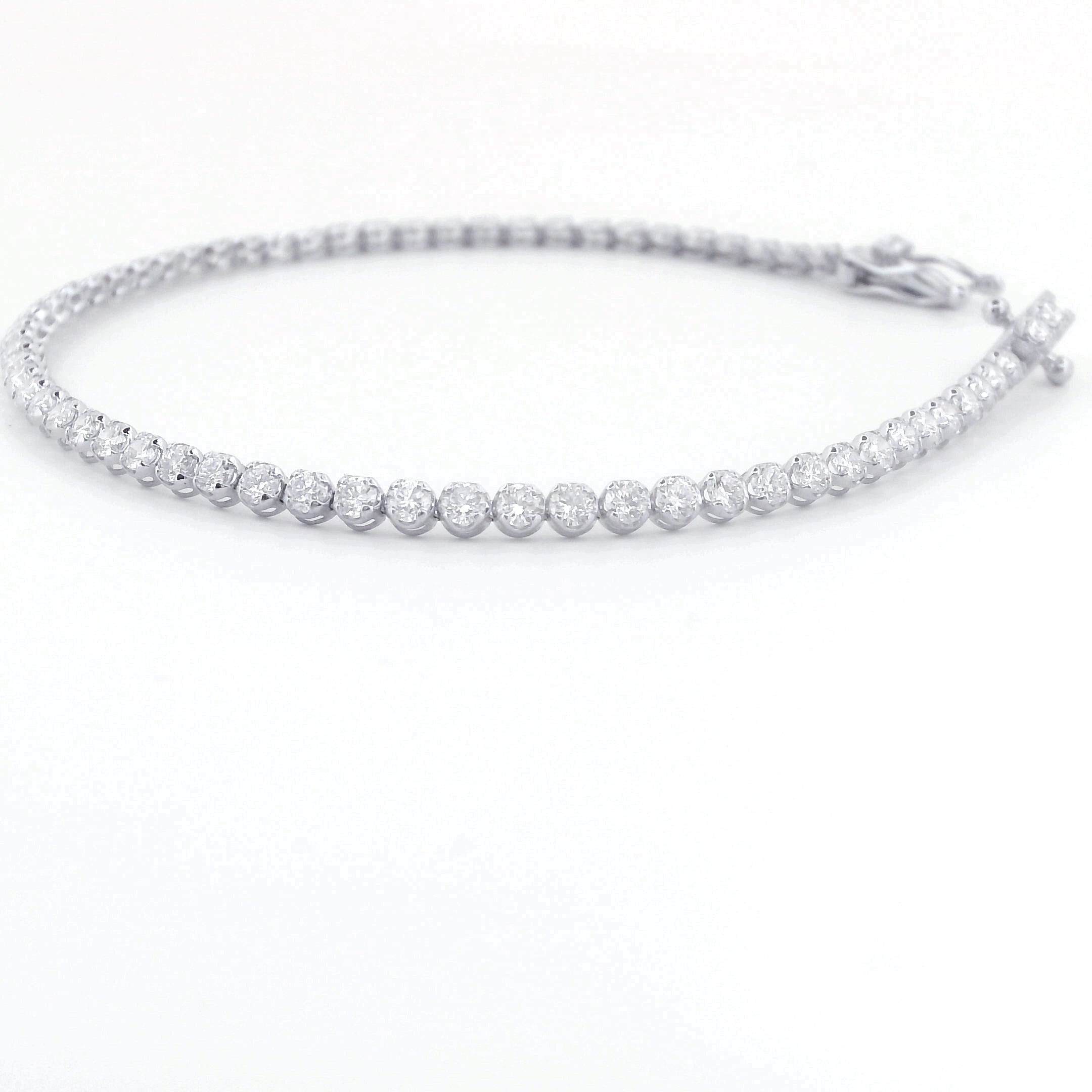 5ct Lab Grown Diamond Tennis Bracelet – 14K White Gold – E-F / VS – 7" – Box Clasp