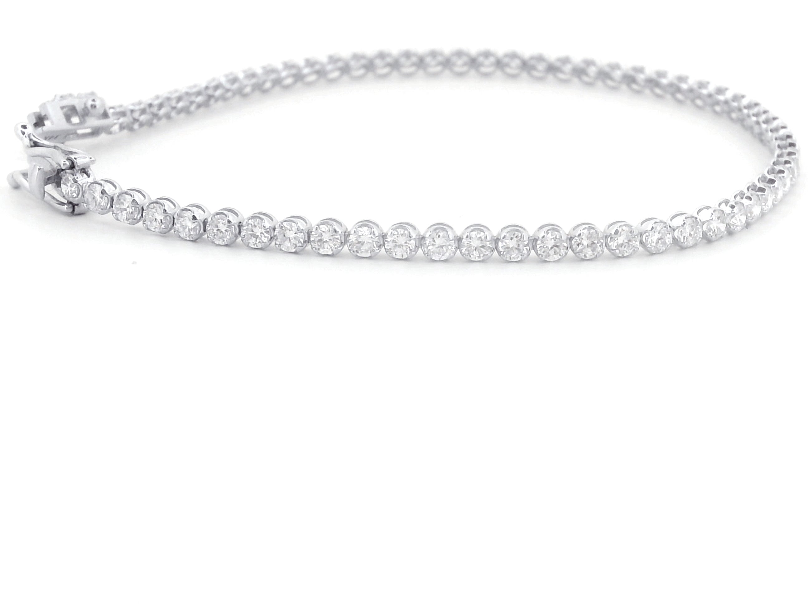 5ct Lab Grown Diamond Tennis Bracelet – 14K White Gold – E-F / VS – 7" – Box Clasp