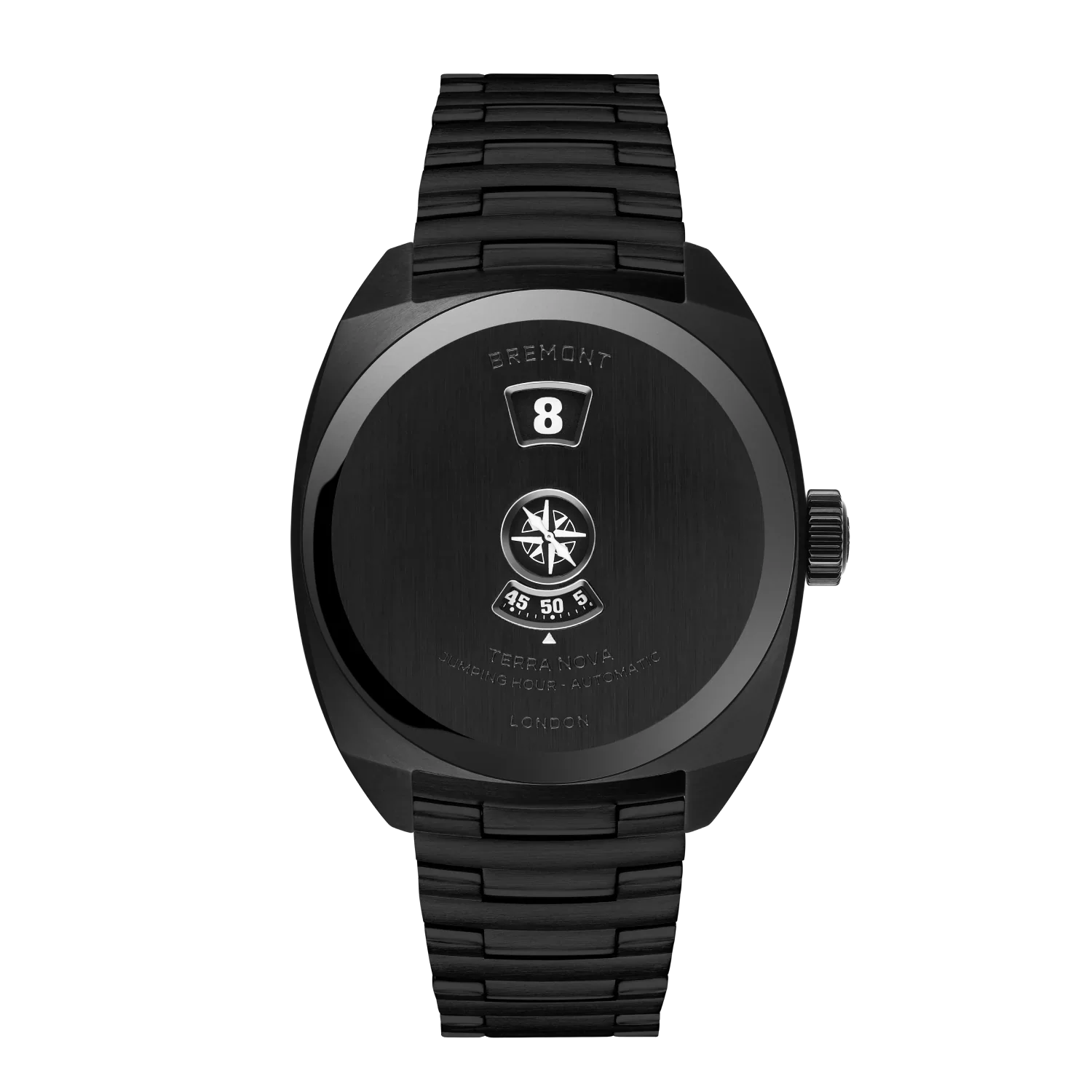 Bremont Terra Nova Jumping Hour 38mm Black Closed-Case Design Dial Men's Watch TN38-JH-DLC-CC-B