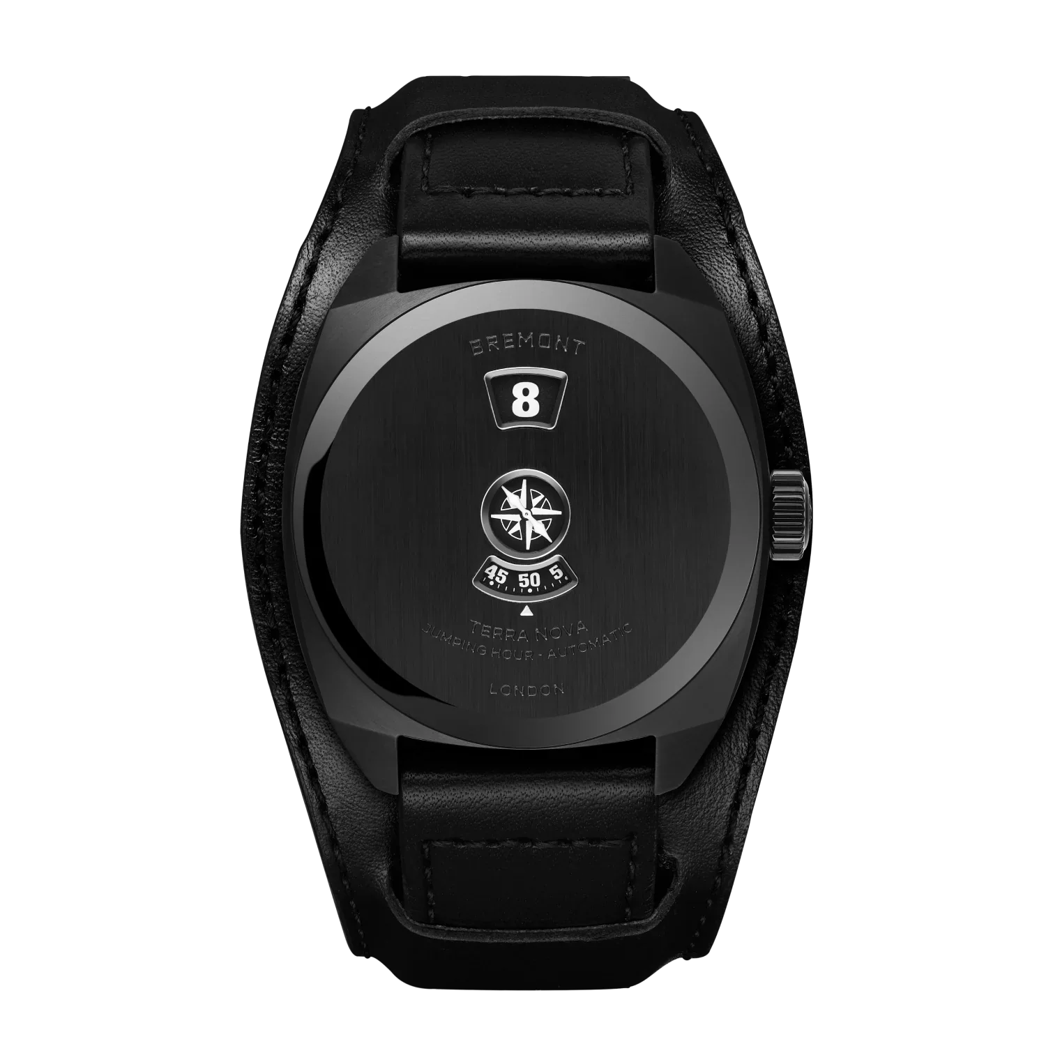 Bremont Terra Nova Jumping Hour 38mm Black Closed-Case Design Dial Men's Watch TN38-JH-DLC-CC-L-S