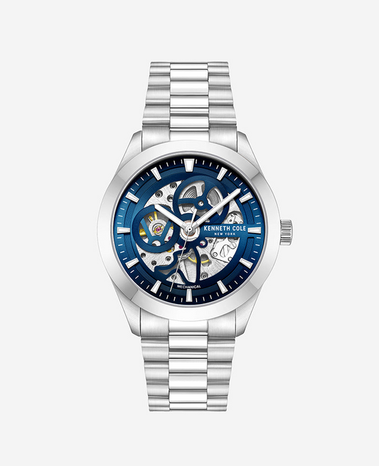 Kenneth Cole New York 42mm Mechanical Blue Skeleton Men's Watch KCWGL0046701