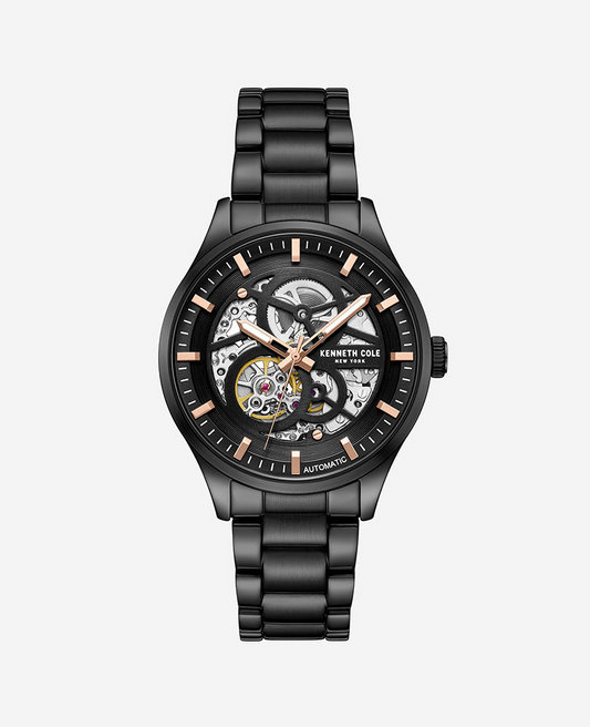 Kenneth Cole New York 42mm Automatic Black Skeleton Men's Watch KCWGY0046403