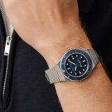 BERING Classic Arctic Sailing Polished/Brushed Silver 43mm Blue Sunray Dial Men's Watch 18940-707