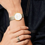BERING Titanium Polished Gold 34mm White Dial Women's Watch 19334-010