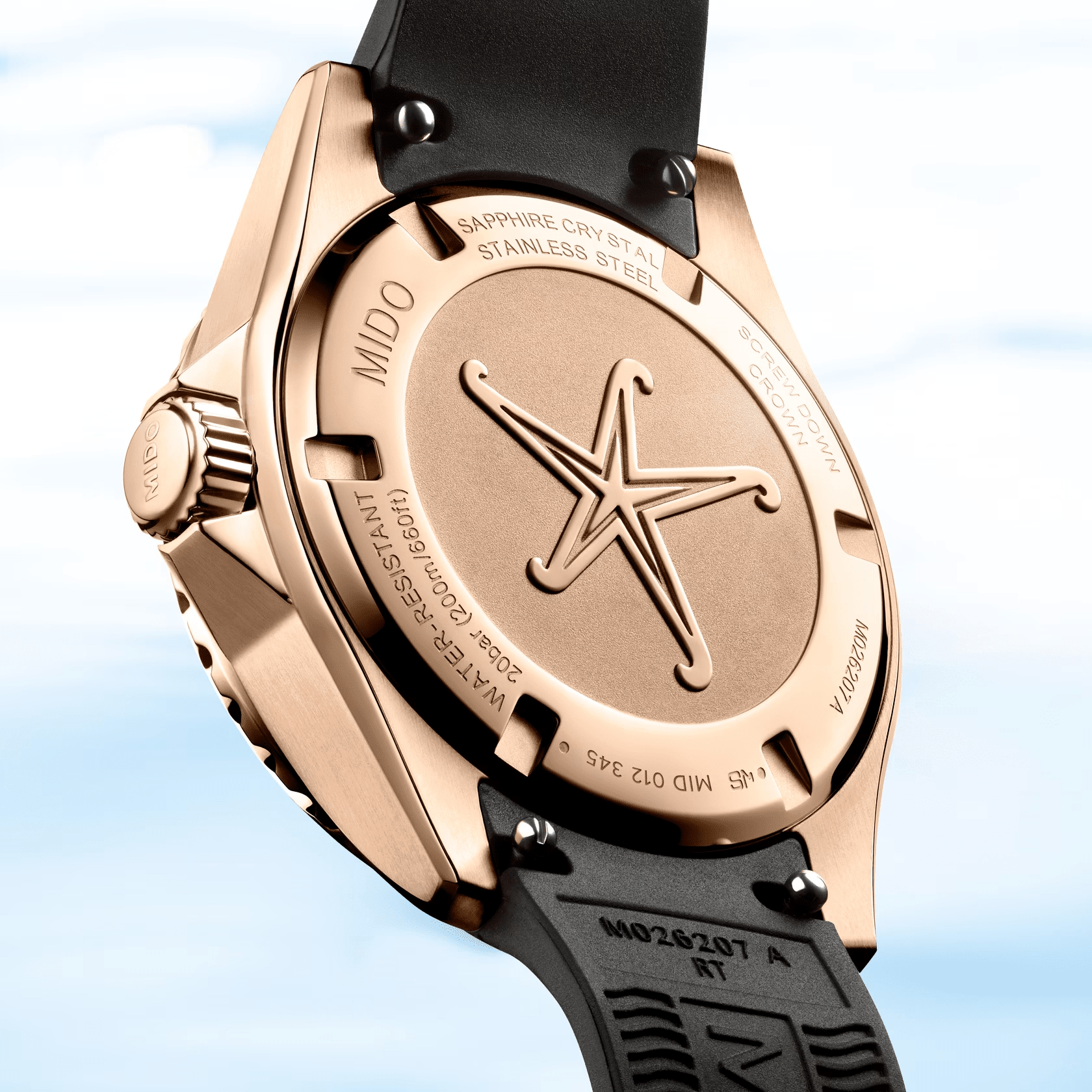 Mido Ocean Star 36.5mm Black-Rose Gold Diamonds Womens' Watch M0262073705600