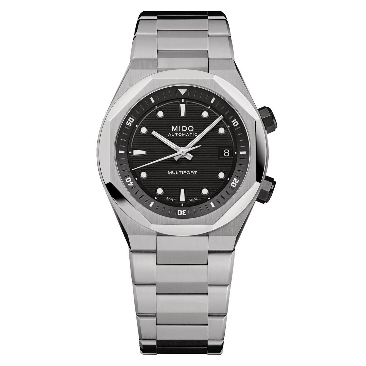 Mido Multifort 8 Two Crowns 40mm Black Dial Steel Men's Watch M0475071105100