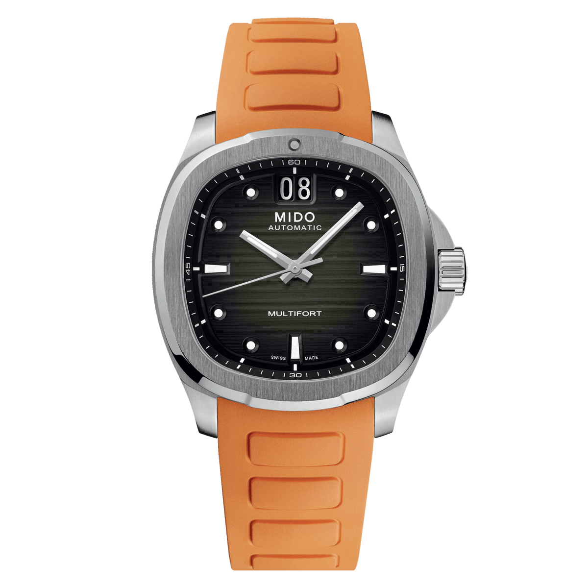 Mido Multifort TV Big Date Grey Dial Orange Strap Men's Watch Mido Multifort TV Big Date Grey Dial Orange Strap Men's Watch