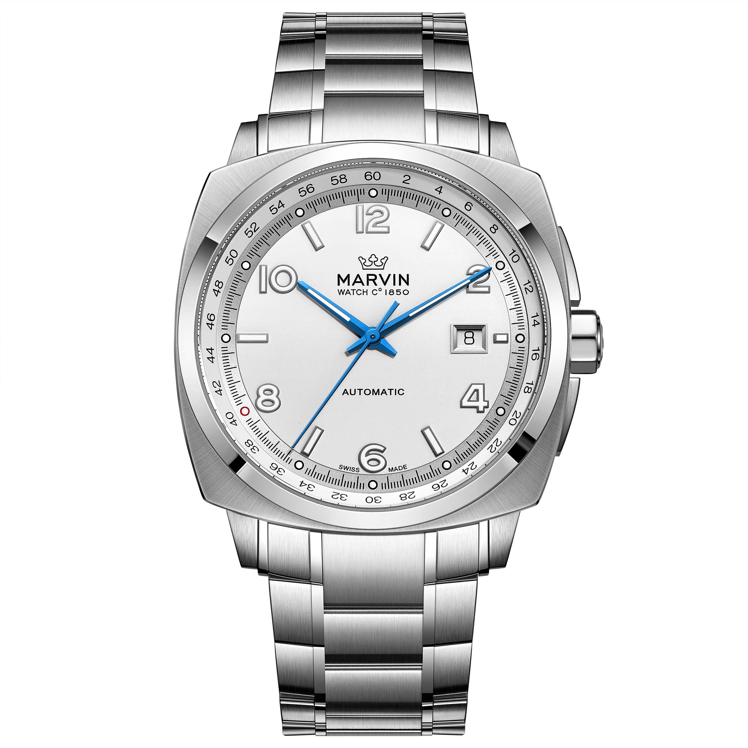 Marvin Malton Cushion 42mm White Dial Men's Watch M119.13.33.11