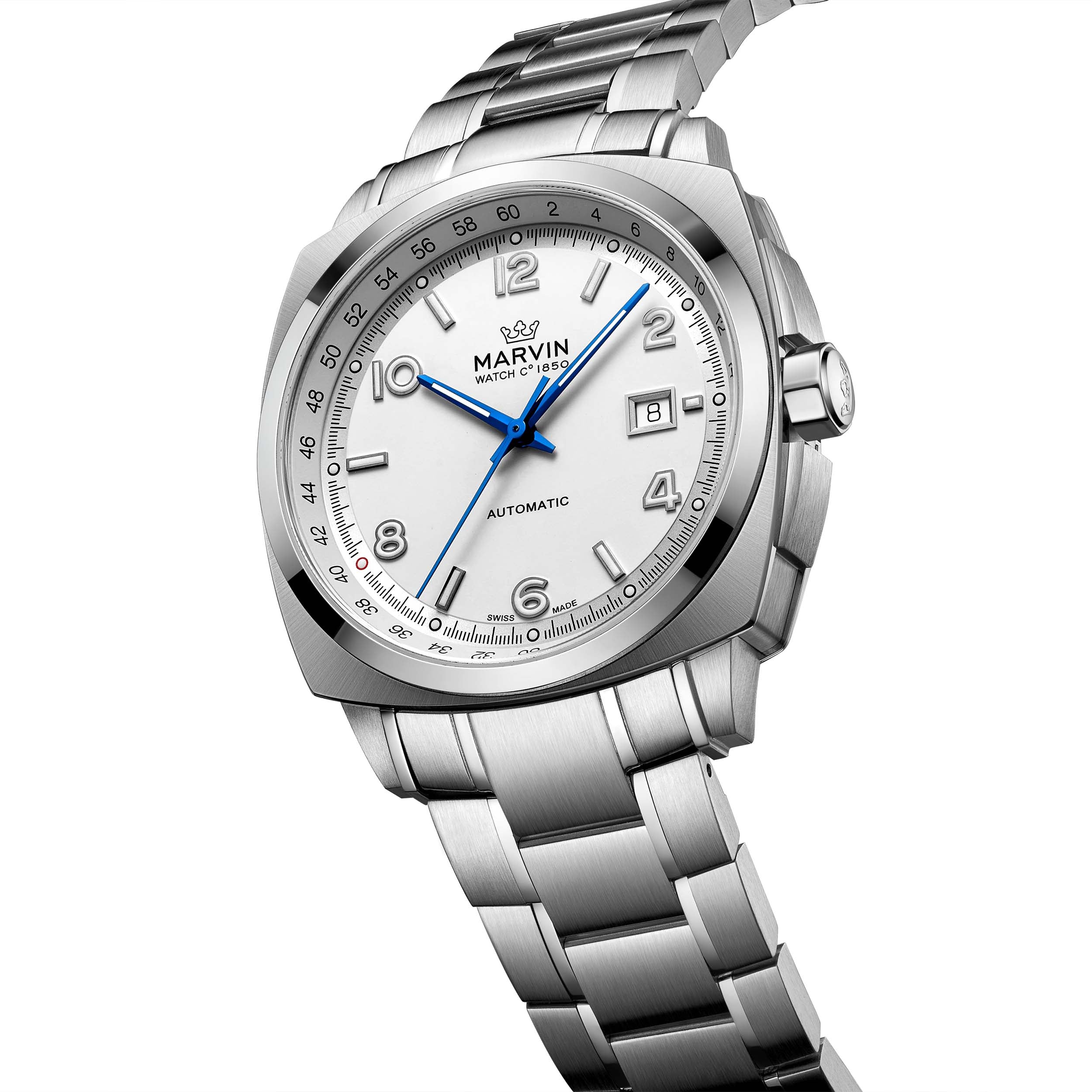 Marvin Malton Cushion 42mm White Dial Men's Watch M119.13.33.11